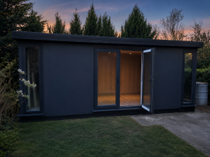 csl-tailored-garden-room-charcoal-cladding-french-doors-dusk-thanet-001